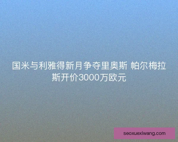 国米与利雅得新月争夺里奥斯 帕尔梅拉斯开价3000万欧元