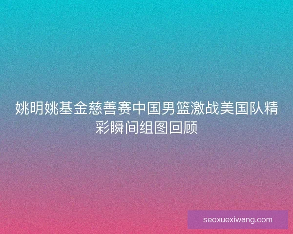姚明姚基金慈善赛中国男篮激战美国队精彩瞬间组图回顾